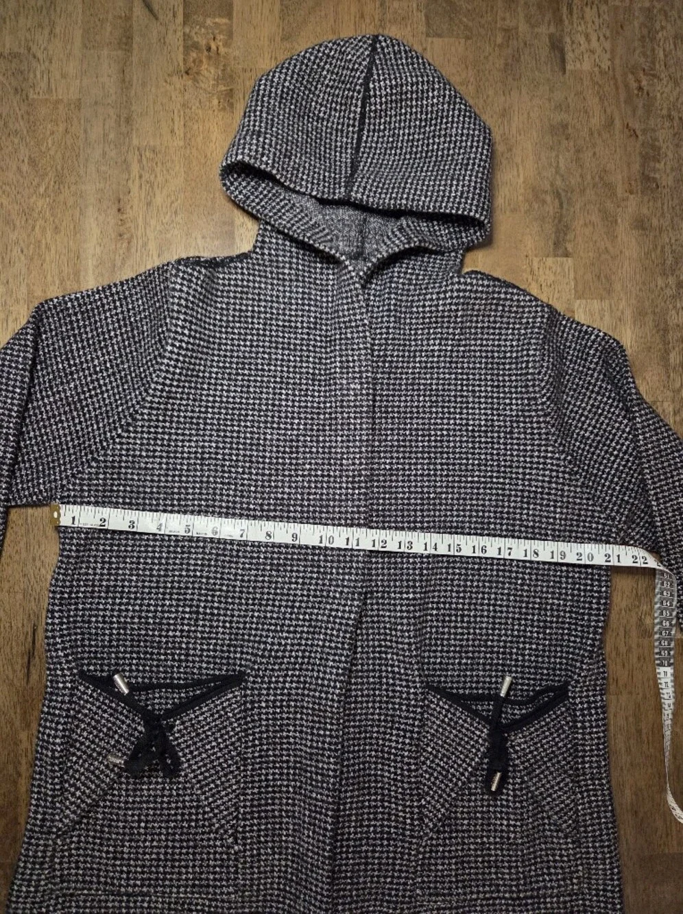 Hooded Long Knit Detailed Back And Pockets Coatigan - Picture 9 of 11